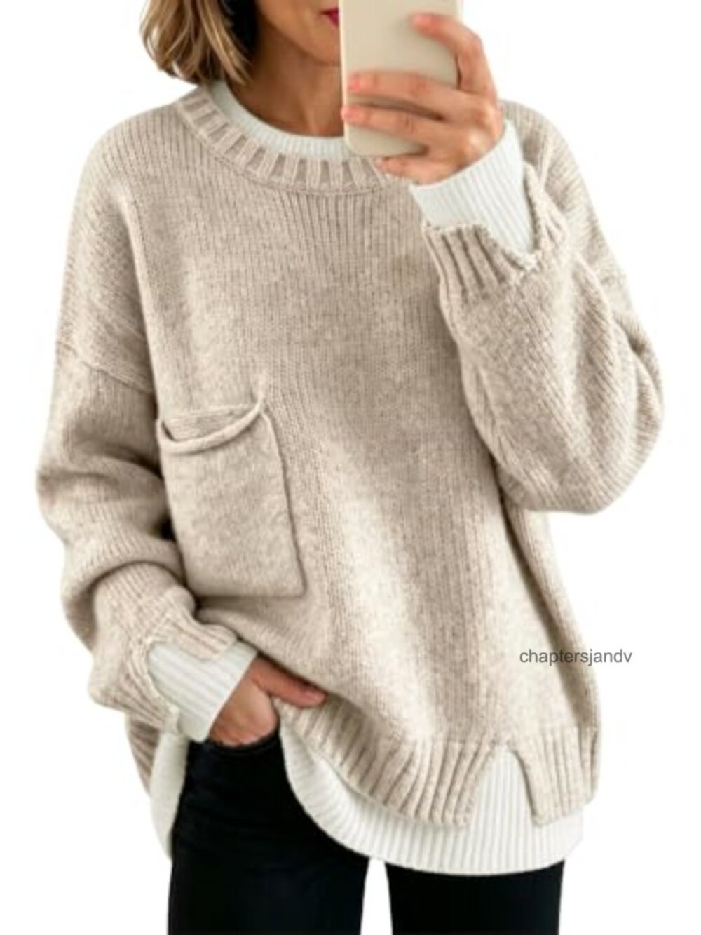 Womens Oversized Chunky Ribbed Knit Sweater Wool Blend Crew Neck Pullover
